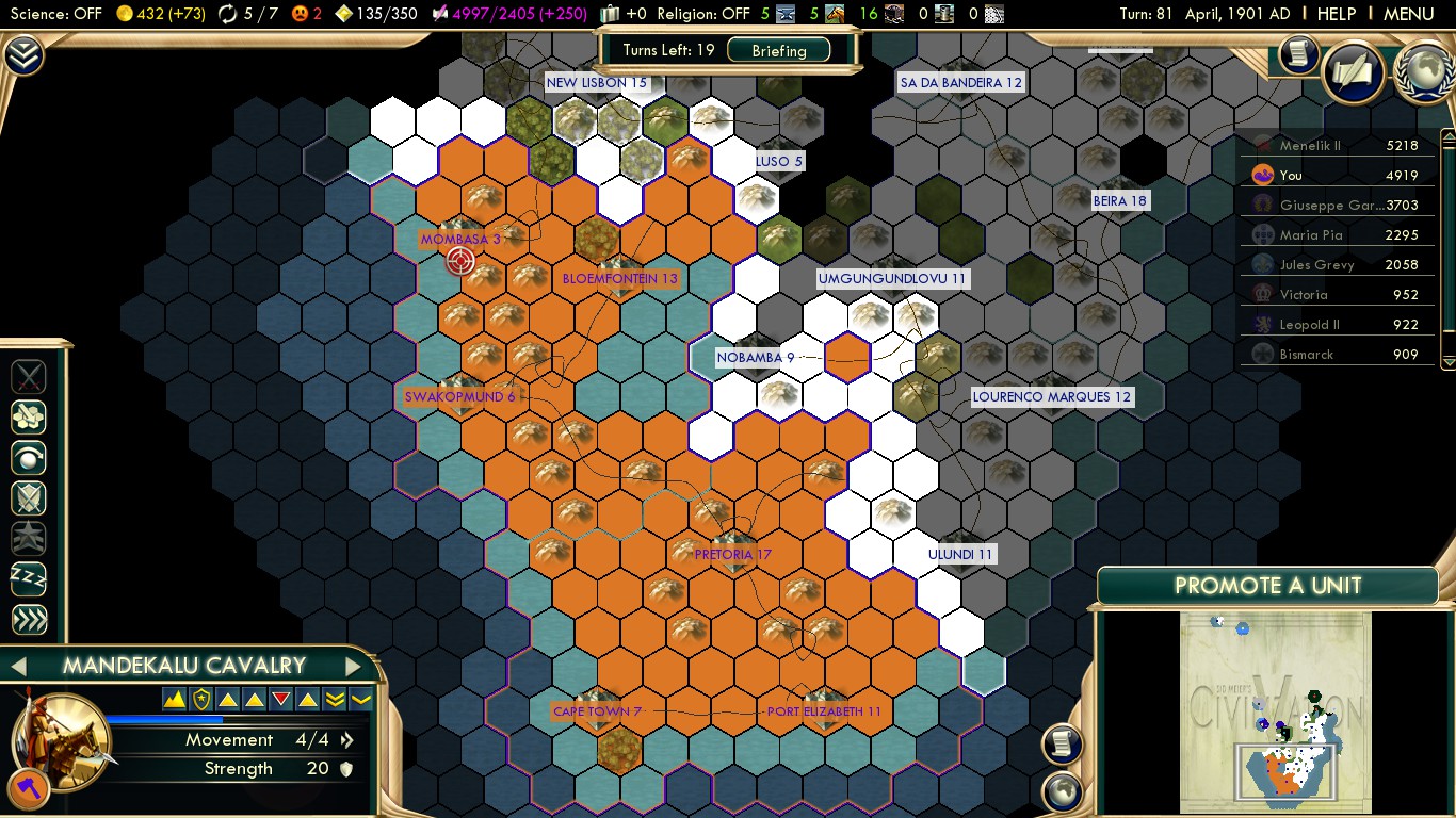 Civilization 5 Scramble for Africa Praise the Victories Southwest Africa Map