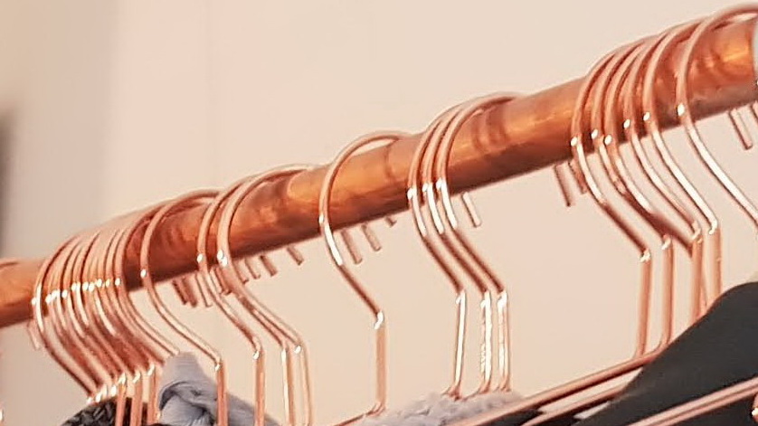DIY Wardrobe Rail Copper Detail