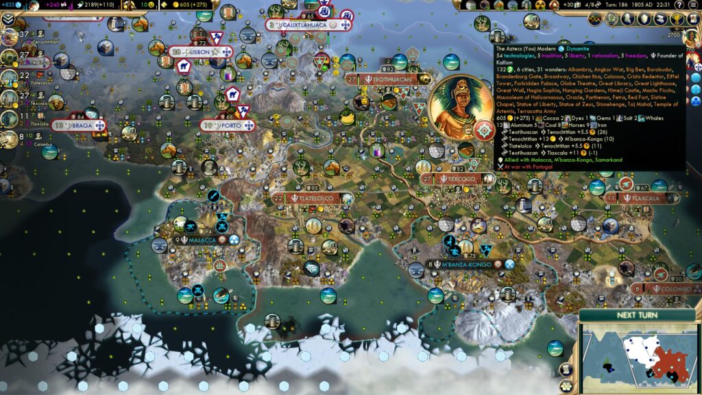 Civilization 5 Multiplayer - Aztec Wonder domination