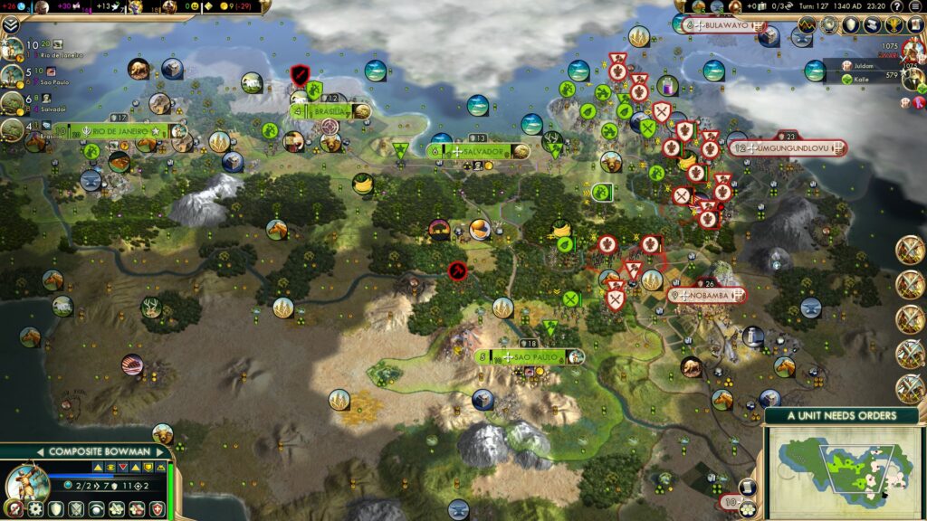 Civilization 5 Multiplayer - Brazilian Humiliation against Zulu Impis
